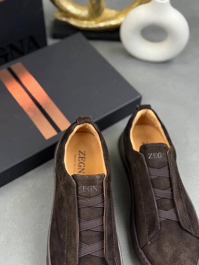 Замшевые кроссовки Zegna Triple Stitch   