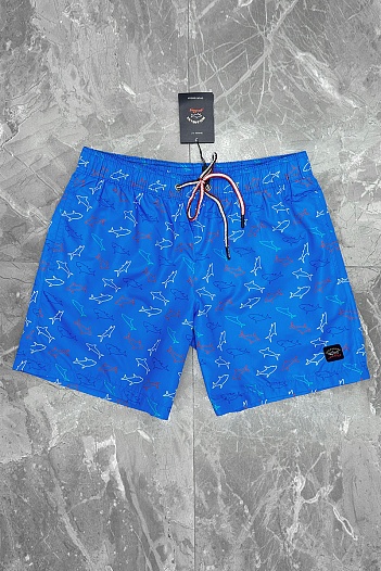Мужские синие шорты Paul & Shark shark-print   