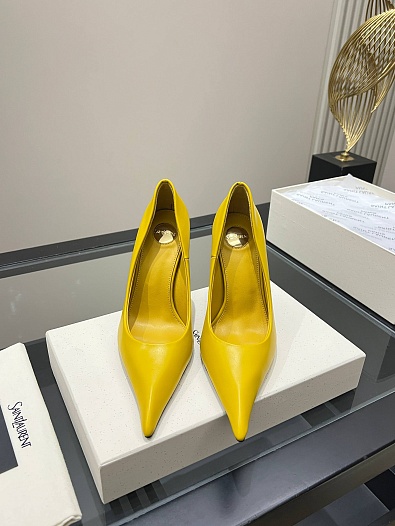 Женские кожаные туфли на каблуке Yves Saint Laurent premium   