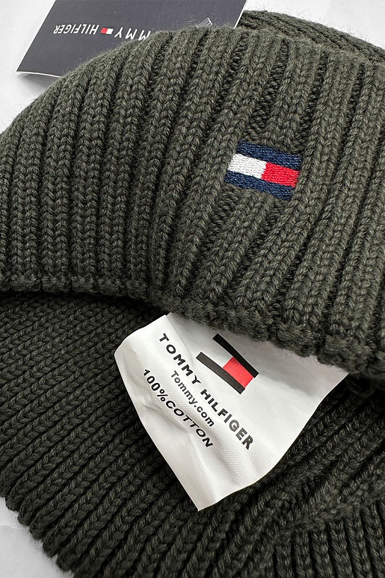 Шапка цвета хаки Tommy Hilfiger essential flag