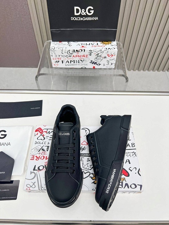 Кожаные кроссовки с мехом Dolce & Gabbana Portofino