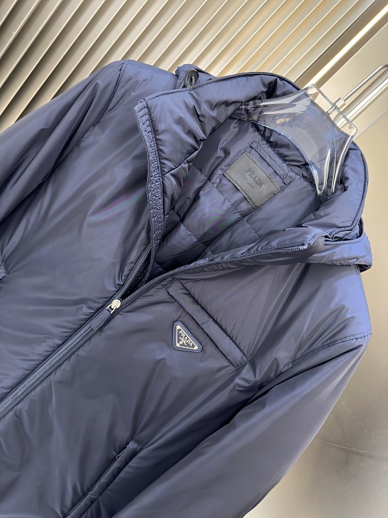 Мужской пуховик Prada logo-plaque - Navy