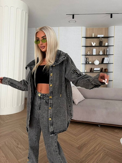 Женский джинсовый костюм Schiaparelli premium - Grey   