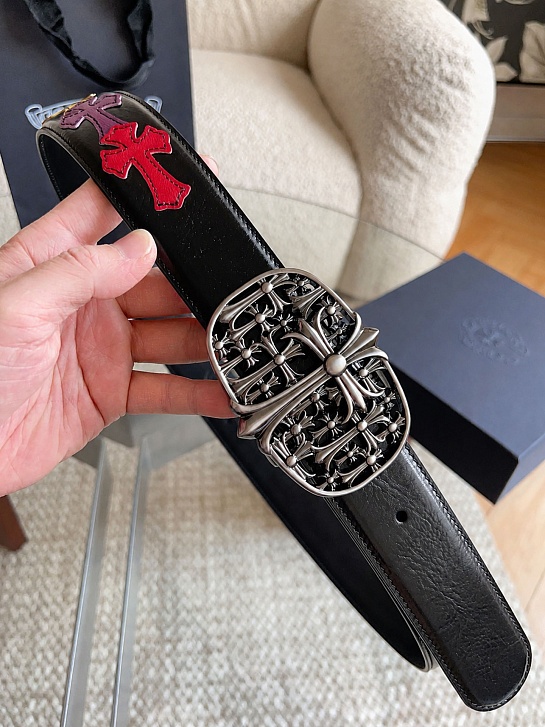 Кожаный ремень Chrome Hearts Cross Patch Cemetery premium