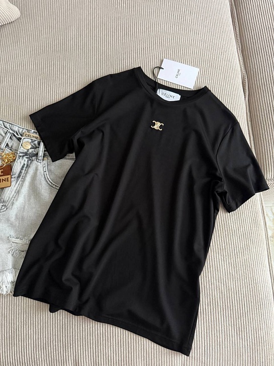 Женская чёрная футболка Celine premium