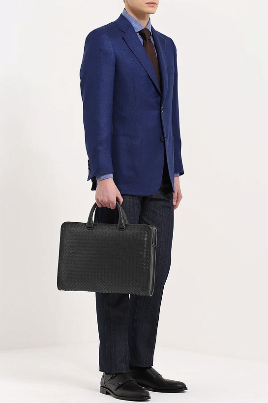 Кожаная сумка чёрного цвета Bottega Veneta 40x30 см