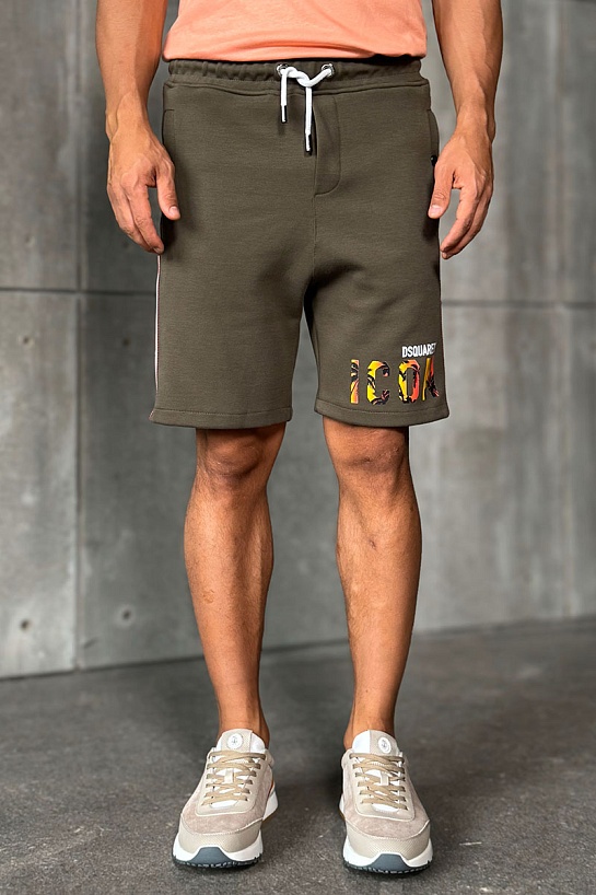 Мужские зелёные шорты Dsquared2 Icon tropical