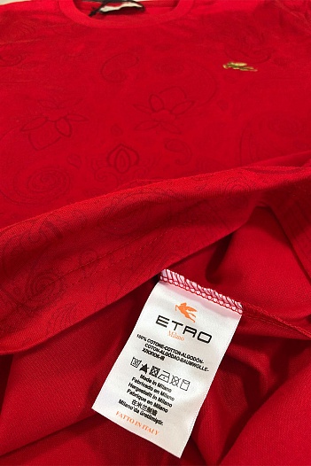Красная мужская футболка Etro embroidered-logo   