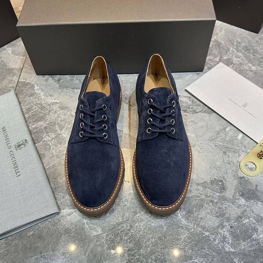 Замшевые ботинки Brunello Cucinelli синего цвета   