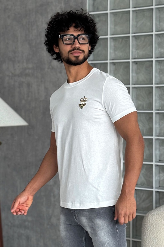 Футболка белого цвета Dolce & Gabbana bee and crown