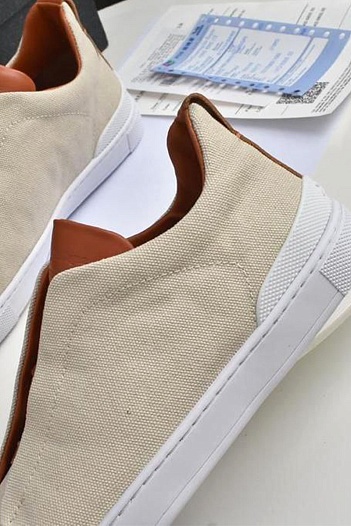 Бежевые кроссовки Ermenegildo Zegna Triple Stitch Canvas   
