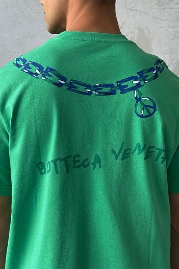 Оверсайз футболка Bottega Veneta chain print - Green   