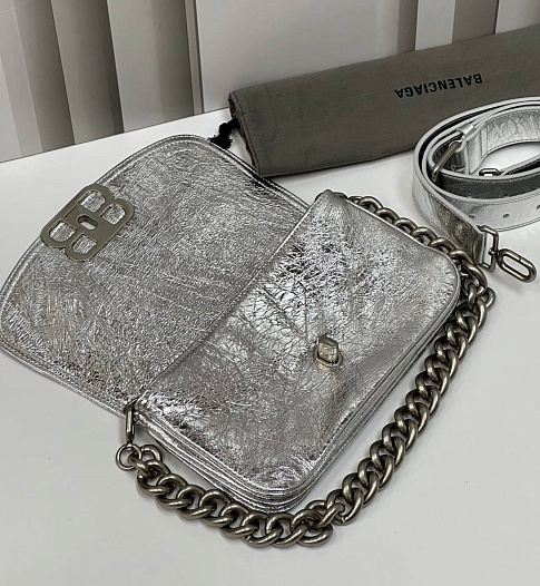 Женская сумка Balenciaga BB Soft Premium 23x14.5x4 см - Silver   