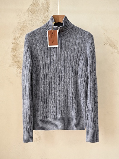 Кашемировый свитер Loro Piana Premium zip-neck - Grey   