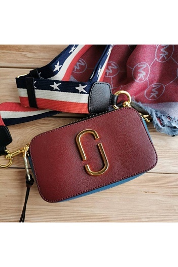 Кожаная сумка Marc Jacobs 25x16 см - Burgundy   