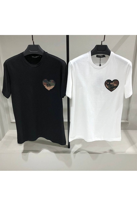 Белая мужская футболка Dolce&Gabbana camouflage heart
