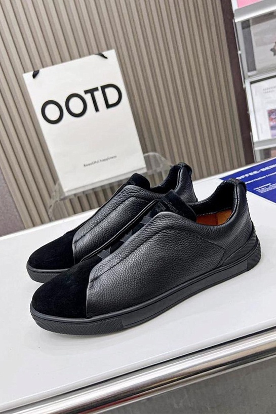 Чёрные комбинированные кроссовки Ermenegildo Zegna