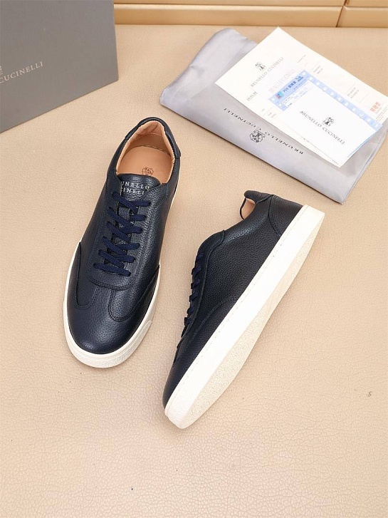 Кожаные кроссовки Brunello Cucinelli low-top - Navy