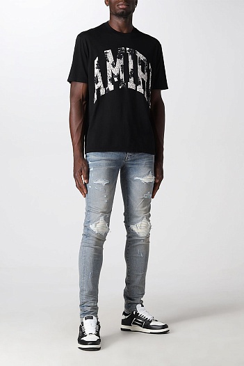 Мужская чёрная футболка Amiri Collegiate logo-print   