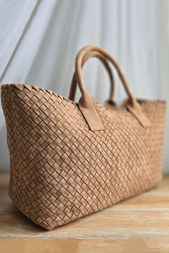 Замшевая сумка Bottega Veneta Cabat 40x28 см - Brown