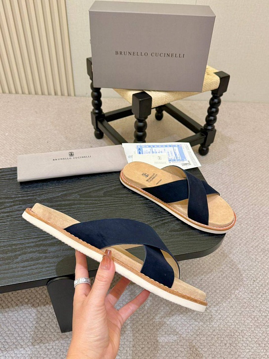 Замшевые шлёпанцы Brunello Cucinelli Crossover