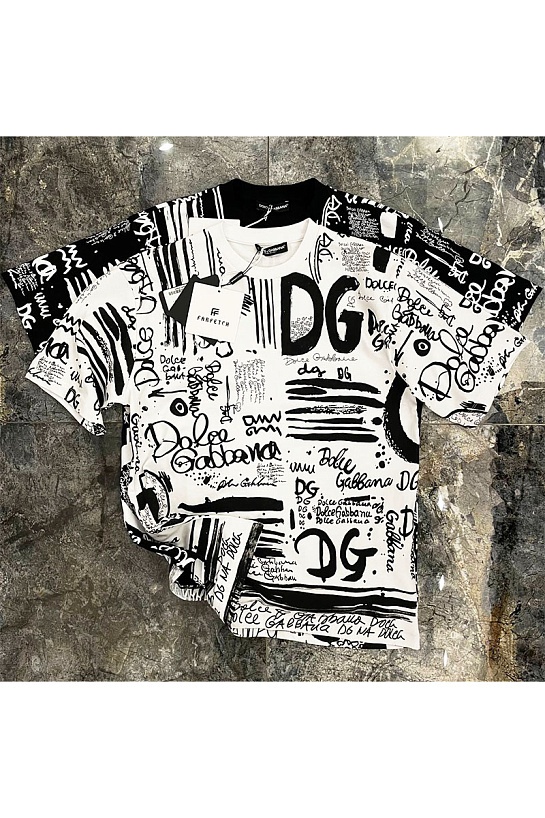 Белая оверсайз футболка Dolce & Gabbana graffiti-print