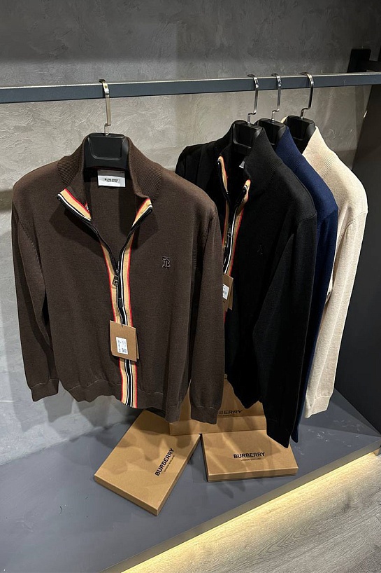 Мужская кофта Burberry коричневого цвета logo-embroidered