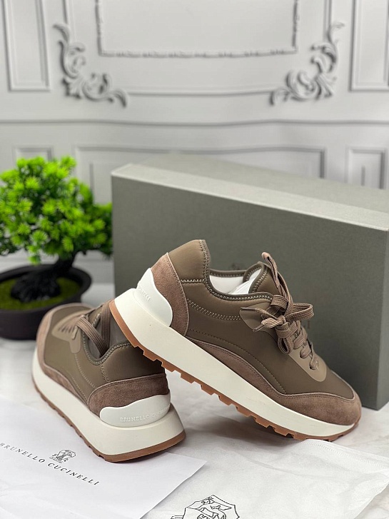 Мужские комбинированные кроссовки Brunello Cucinelli