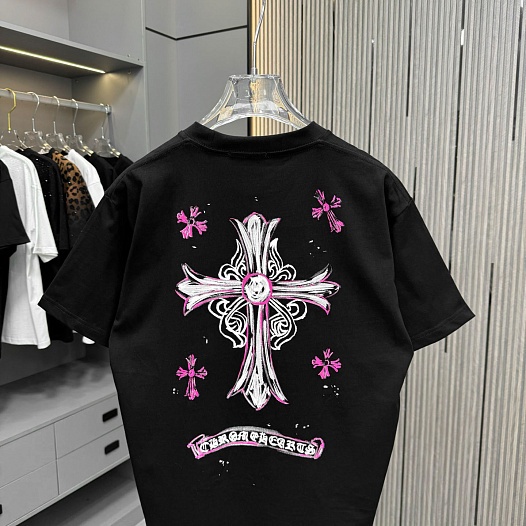 Чёрная оверсайз футболка Chrome Hearts Premium   