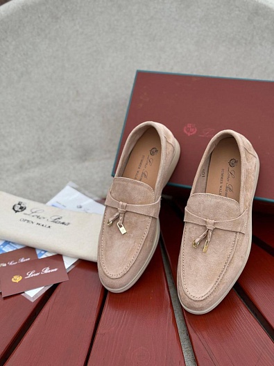 Женские замшевые лоферы Loro Piana Open Walk - Brown   