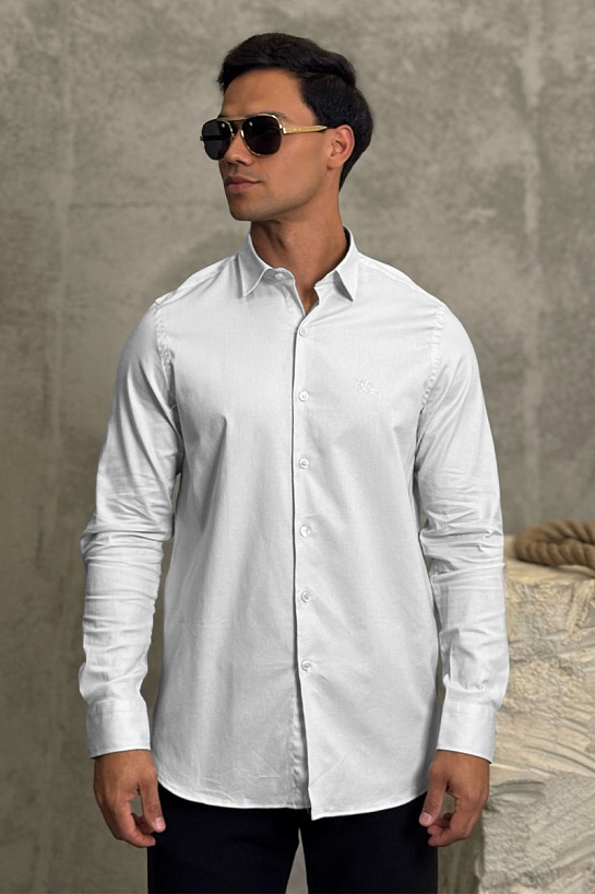 Мужская рубашка Burberry logo-embroidered - White