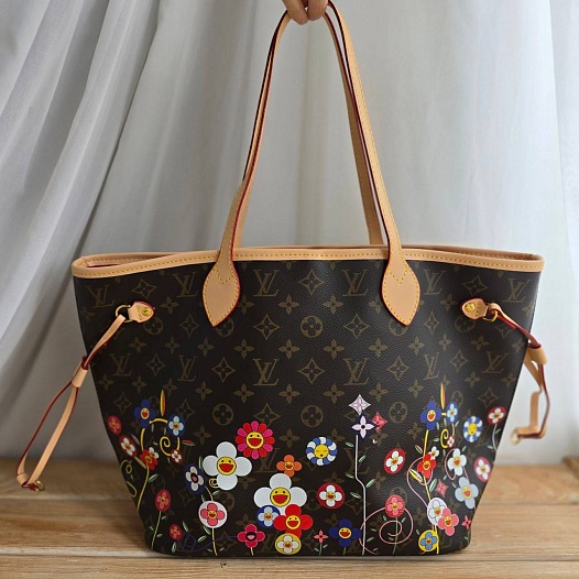 Кожаная сумка Louis Vuitton x Takashi Murakami Neverfull MM 33x29 см   