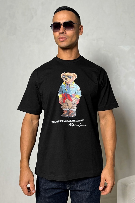 Мужская чёрная футболка Роlо Ralрh Lаurеn "Bear"