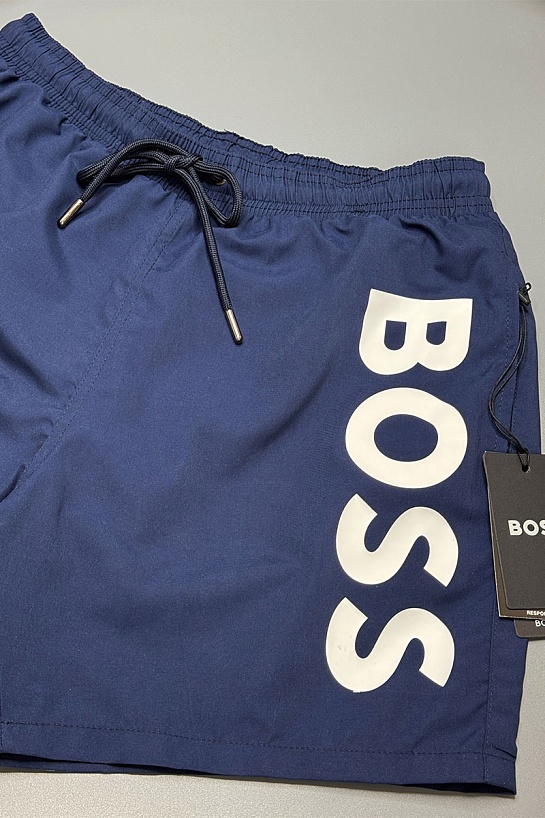 Мужские синие шорты Hugo Boss logo-print