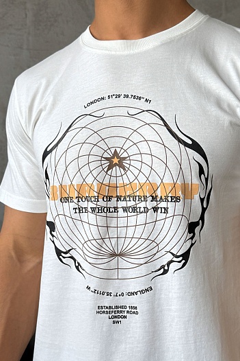 Мужская футболка Burberry Globe-graphic - White   