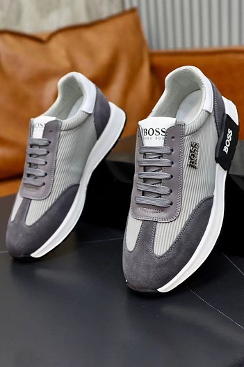 Мужские кроссовки Hugo Boss logo-plaque - Grey   