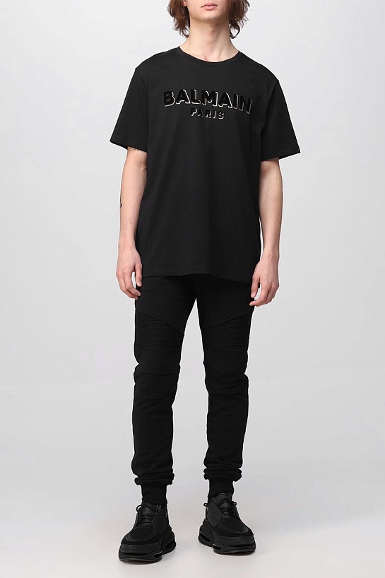 Футболка чёрного цвета Balmain Textured logo