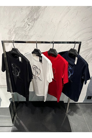 Мужская футболка Stefano Ricci тёмно-синего цвета   