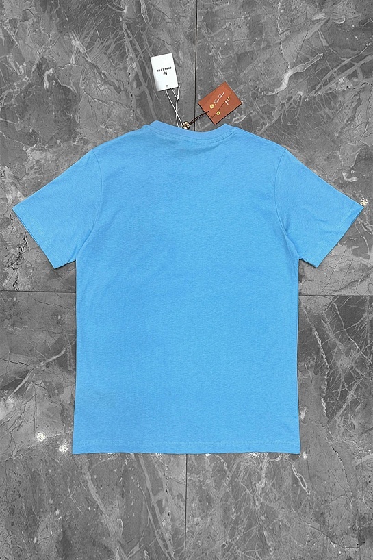 Футболка голубого цвета Loro Piana logo-embroidered