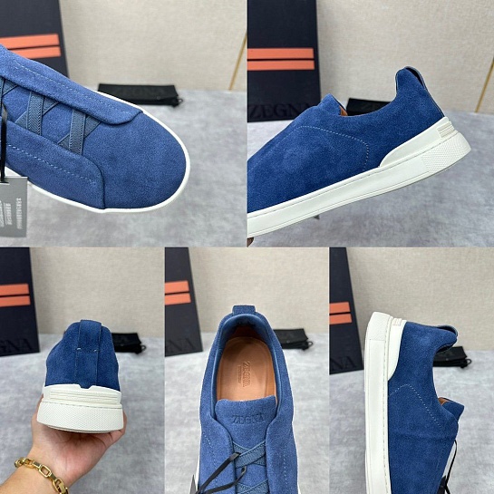 Мужские кроссовки Ermenegildo Zegna Triple Stitch Suede - Blue