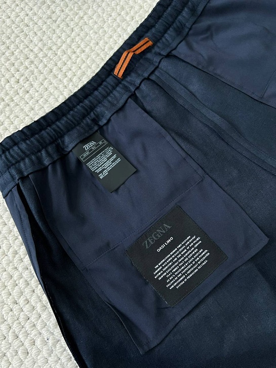 Льняные шорты тёмно-синего цвета Zegna premium