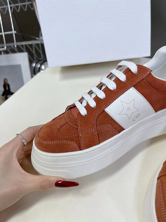 Женские комбинированные кроссовки  Dior Stars - Brown