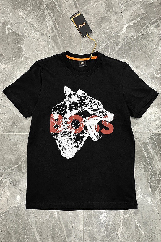 Мужская чёрная футболка Hugo Boss TDraw