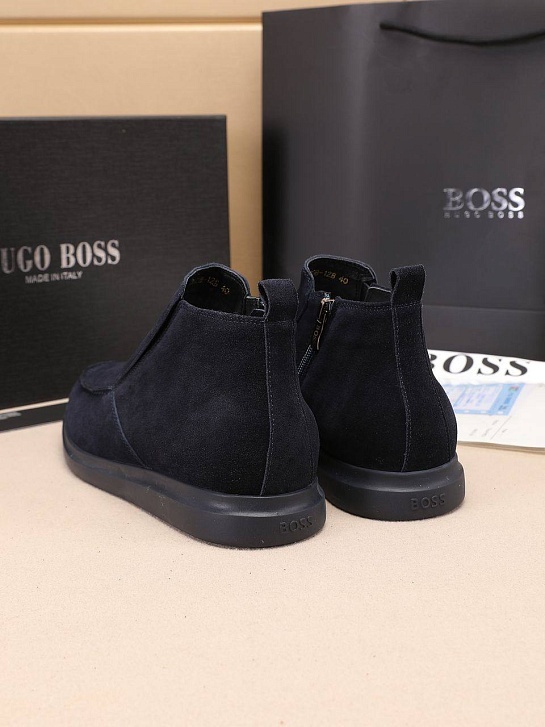Замшевые лоферы с мехом Hugo Boss high-top - Navy