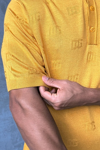 Мужское поло Dolce & Gabbana monogram all-over - Yellow   