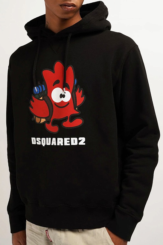 Мужское чёрное худи Dsquared2 logo-print