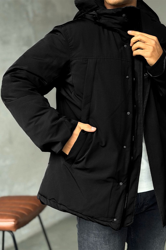 Чёрный пуховик Canada Goose Sanford logo-patch