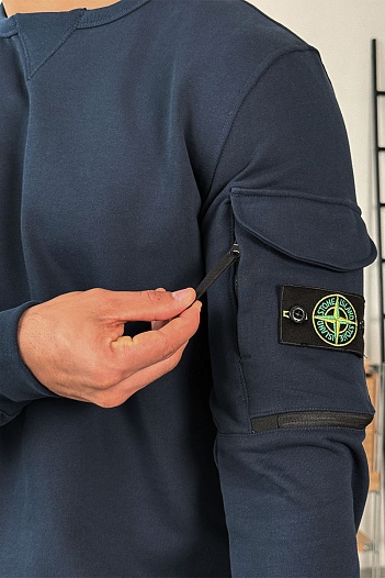 Тёмно-синий свитшот Stone Island compass-patch crewneck   