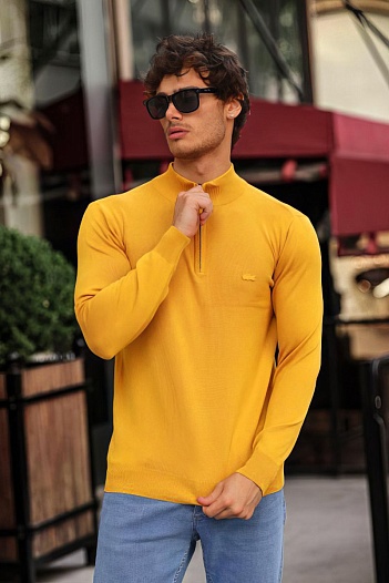 Мужской жёлтый джемпер Lacoste Zip Neck   