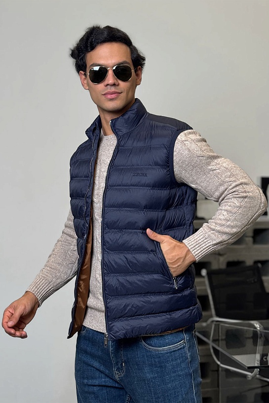 Мужской тёмно-синий жилет Zegna